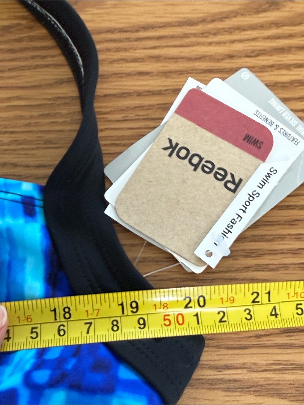 NWT Reebok Variations of Blue Swimsuit, Shelf Bra - Picture 9 of 12